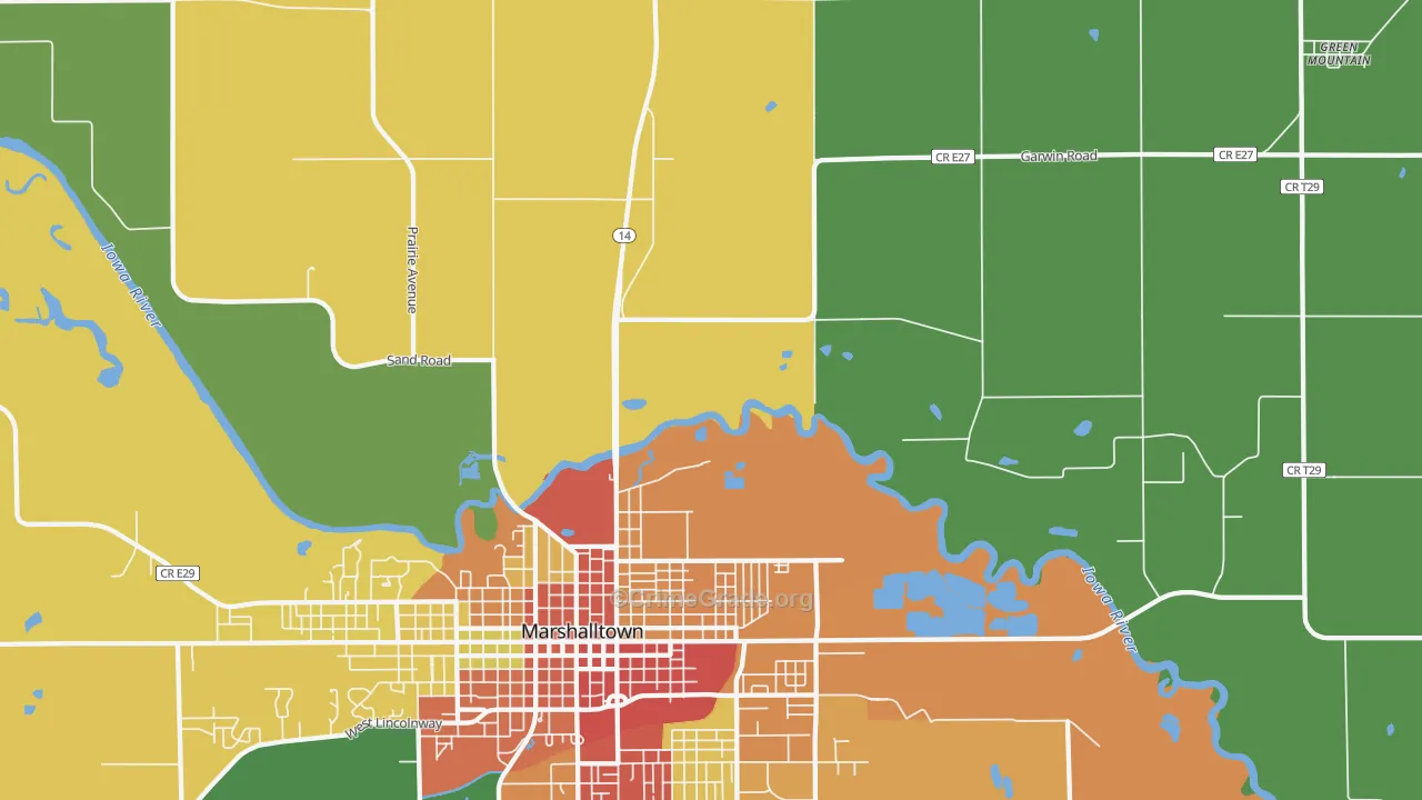 Dunbar, IA Map of Assault Rates