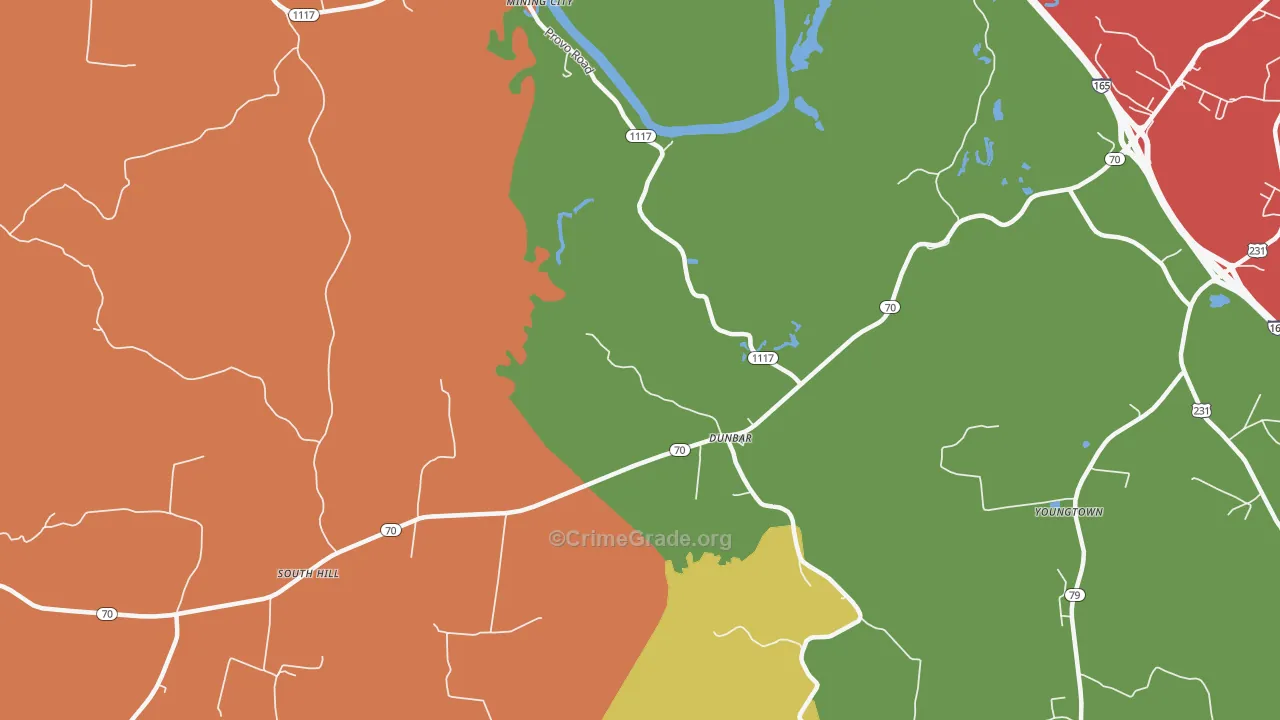Dunbar, KY Map of Assault Rates