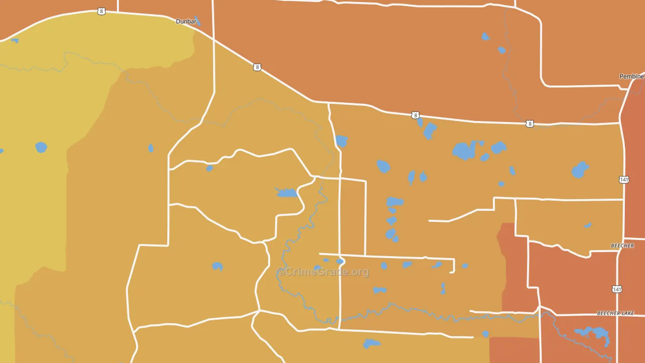 Dunbar, WI Map of Assault Rates