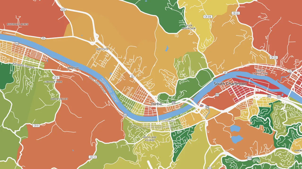 Dunbar, WV Map of Assault Rates