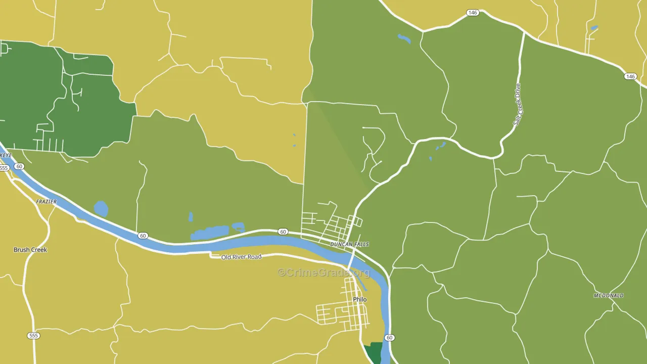 Duncan Falls, OH Map of Assault Rates