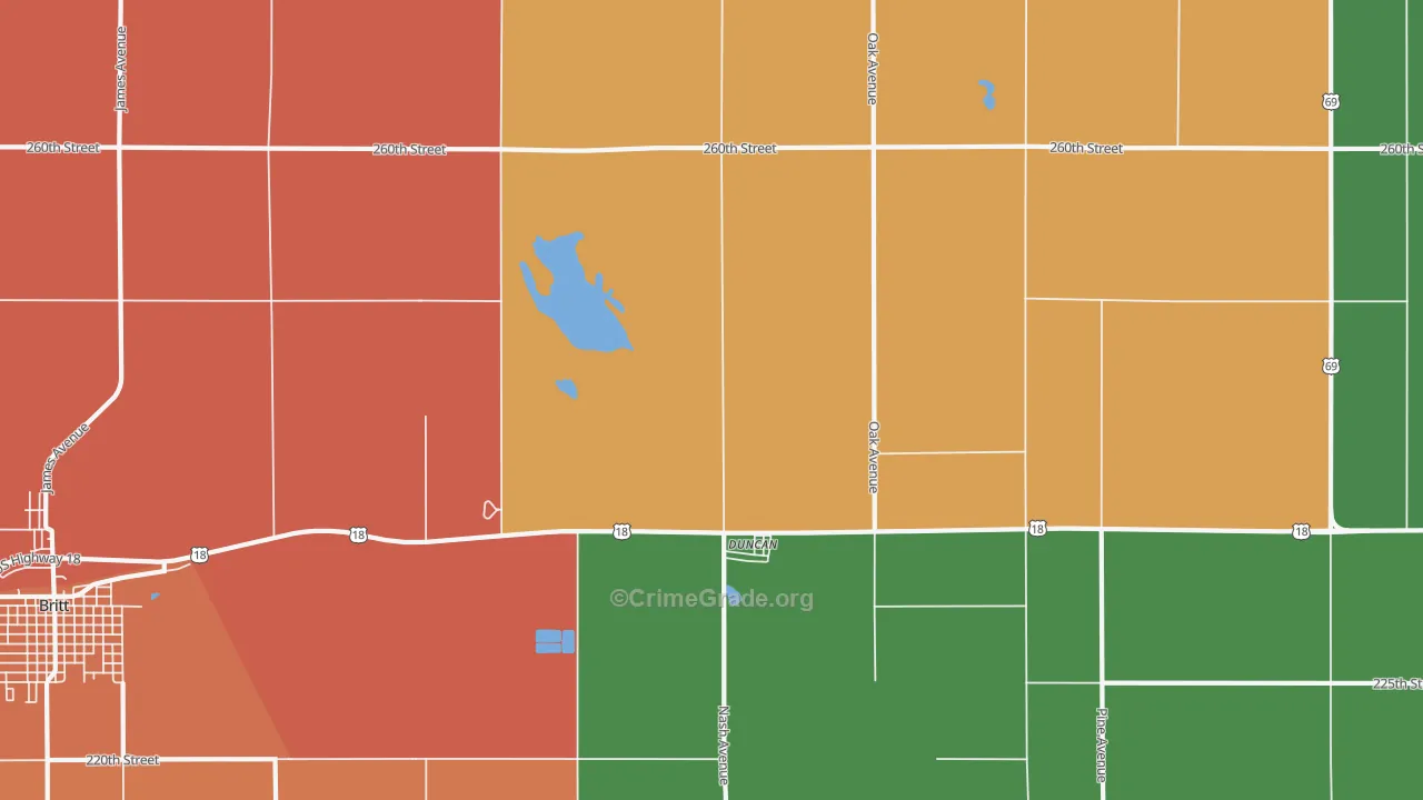 Duncan, IA Map of Assault Rates