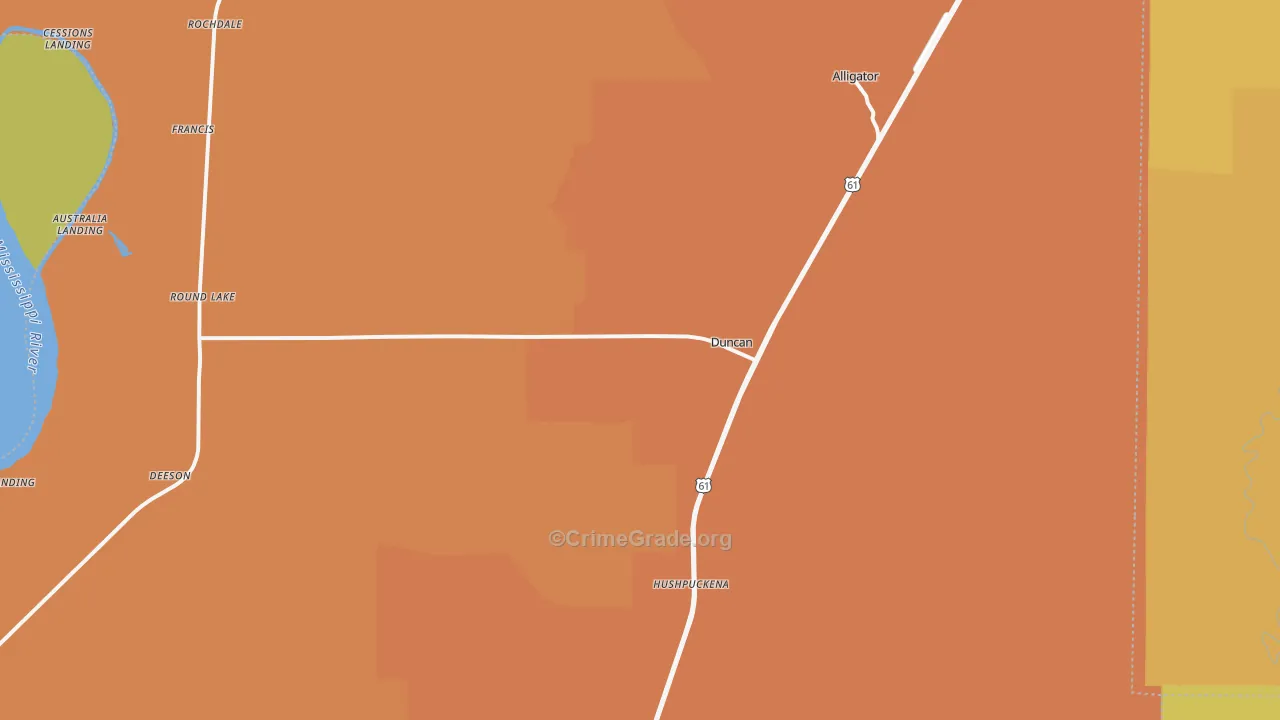 Duncan, MS Map of Assault Rates