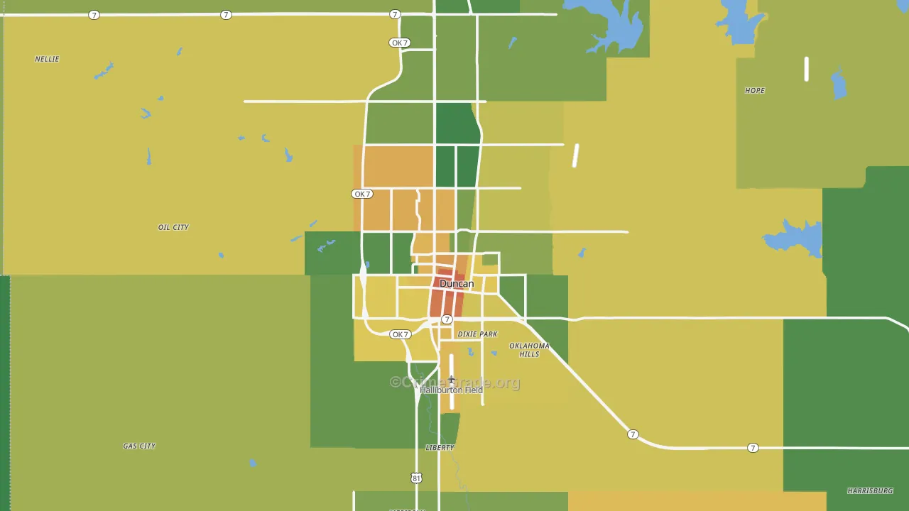 Duncan, OK Map of Assault Rates