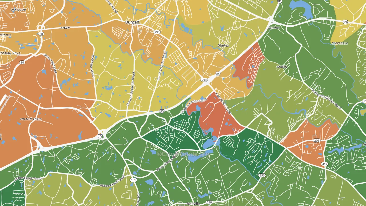 Duncan, SC Map of Assault Rates