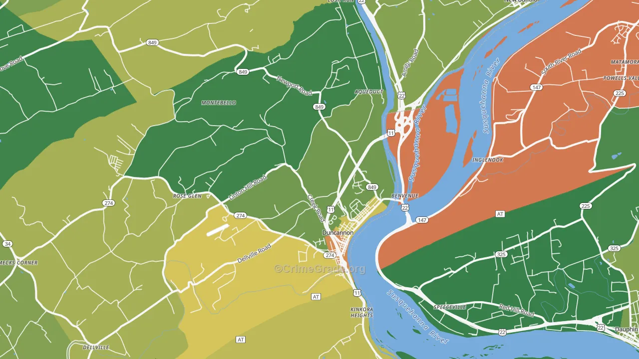 Duncannon, PA Map of Assault Rates