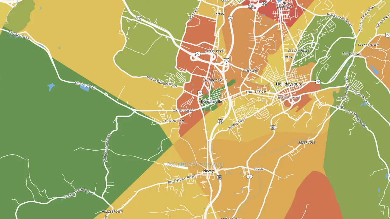 Duncansville, PA Map of Assault Rates