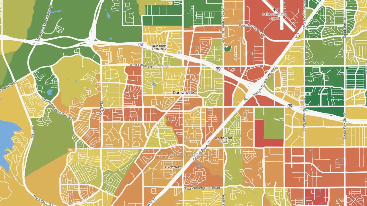 Duncanville, TX Map of Assault Rates
