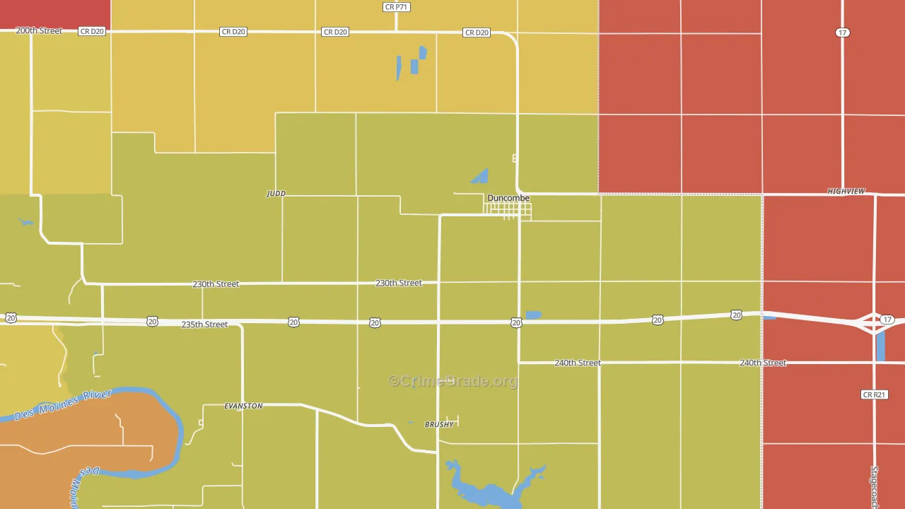Duncombe, IA Map of Assault Rates