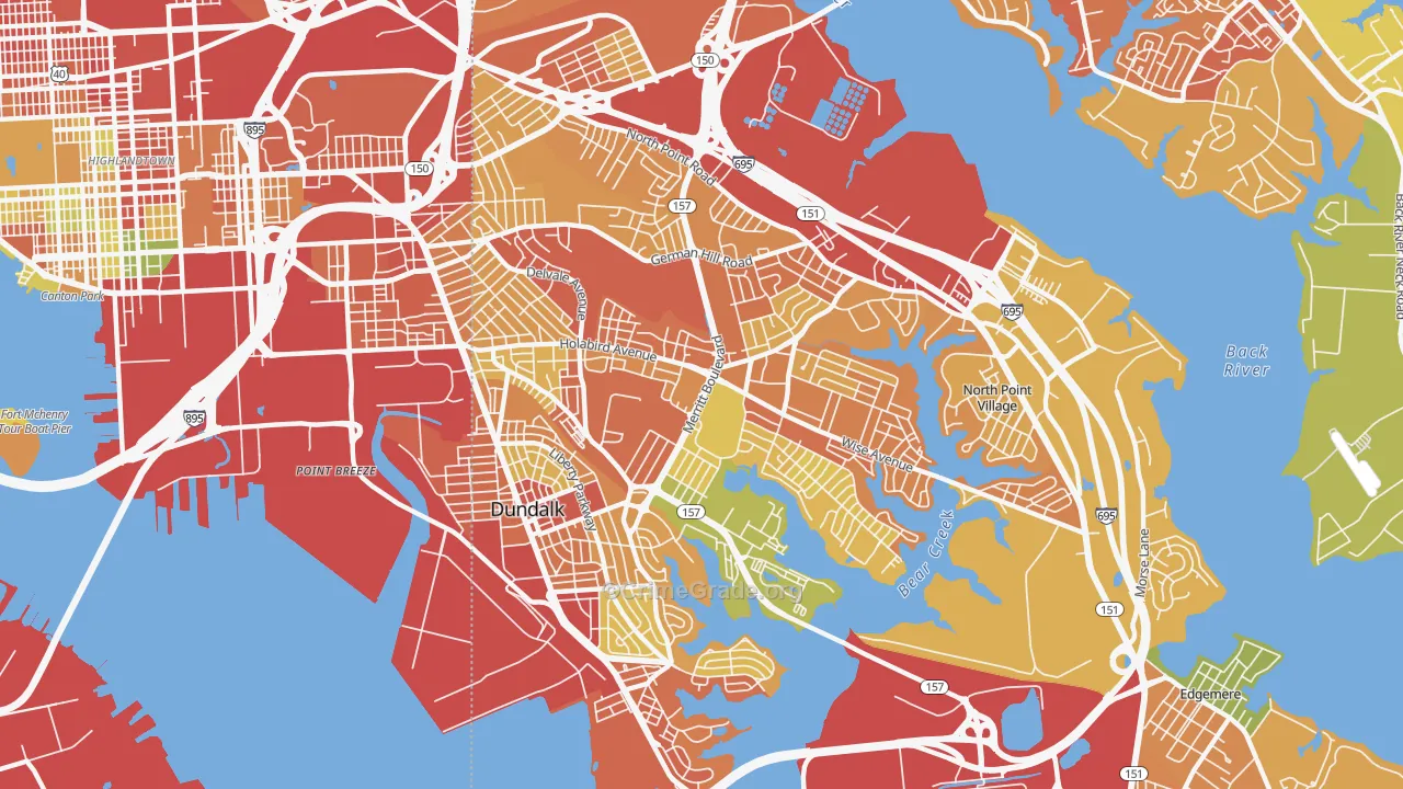 Dundalk, MD Map of Assault Rates