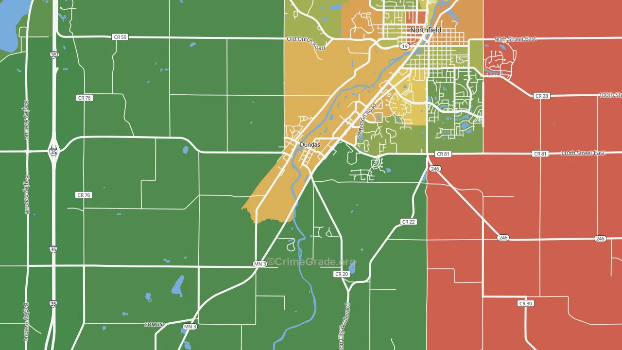 Dundas, MN Map of Assault Rates