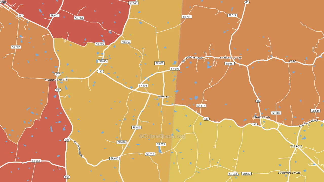Dundas, VA Map of Assault Rates