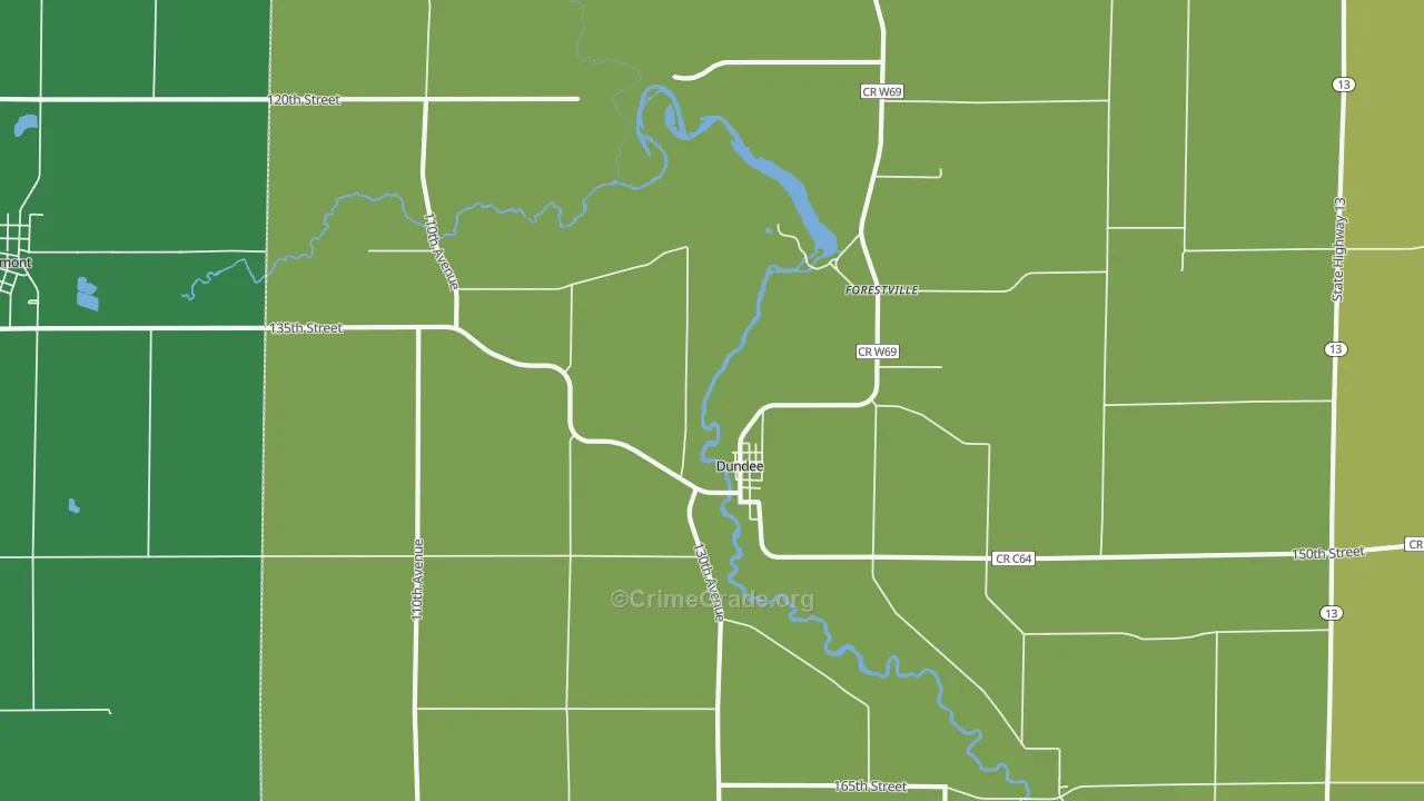 Dundee, IA Map of Assault Rates