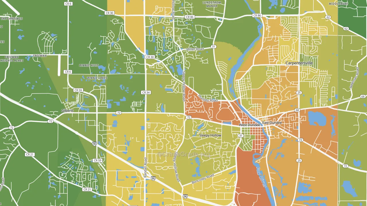 Dundee, IL Map of Assault Rates