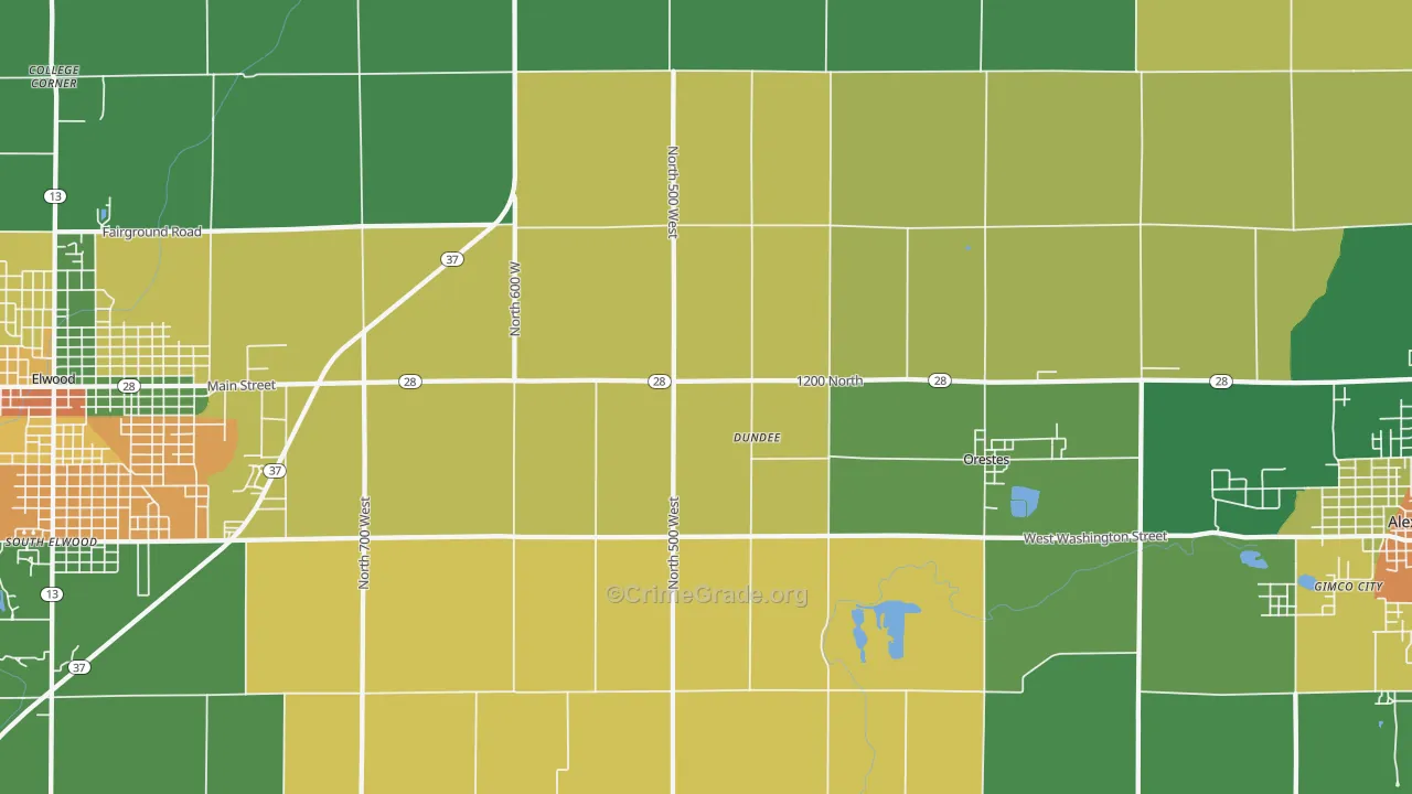 Dundee, IN Map of Assault Rates