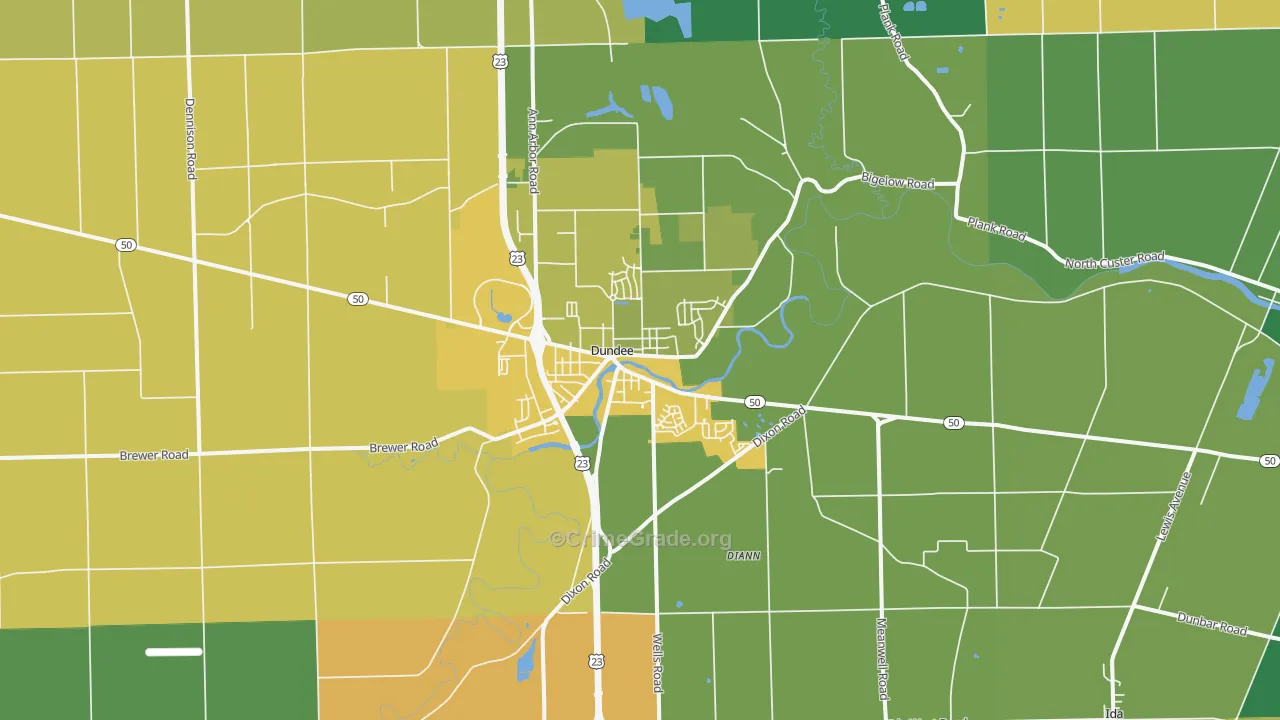 Dundee, MI Map of Assault Rates