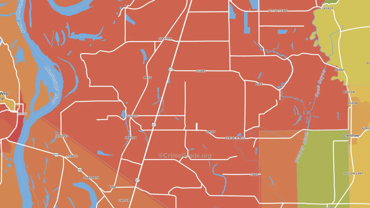Dundee, MS Map of Assault Rates
