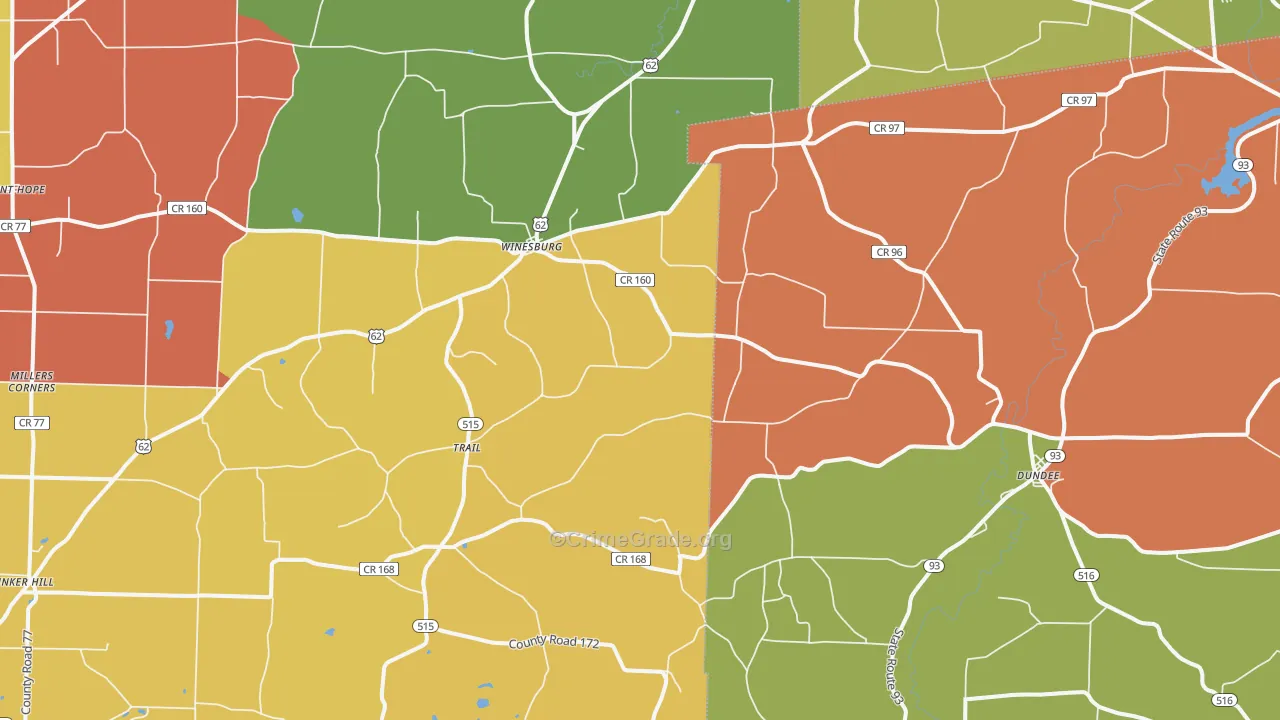 Dundee, OH Map of Assault Rates