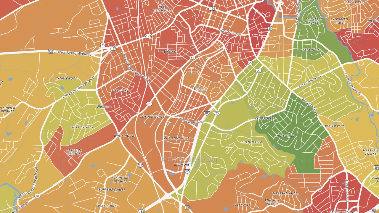 Dunean, SC Map of Assault Rates