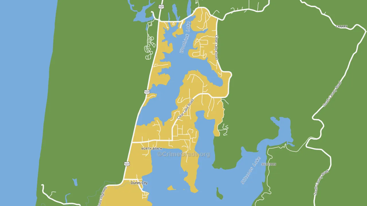Dunes City, OR Map of Assault Rates