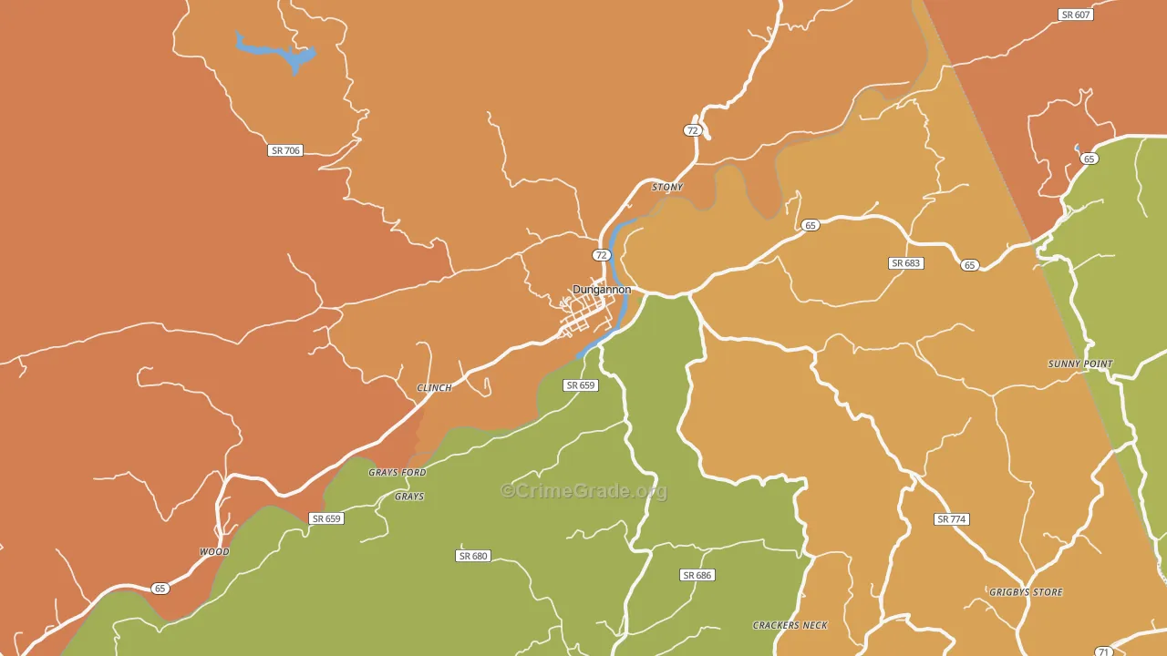 Dungannon, VA Map of Assault Rates