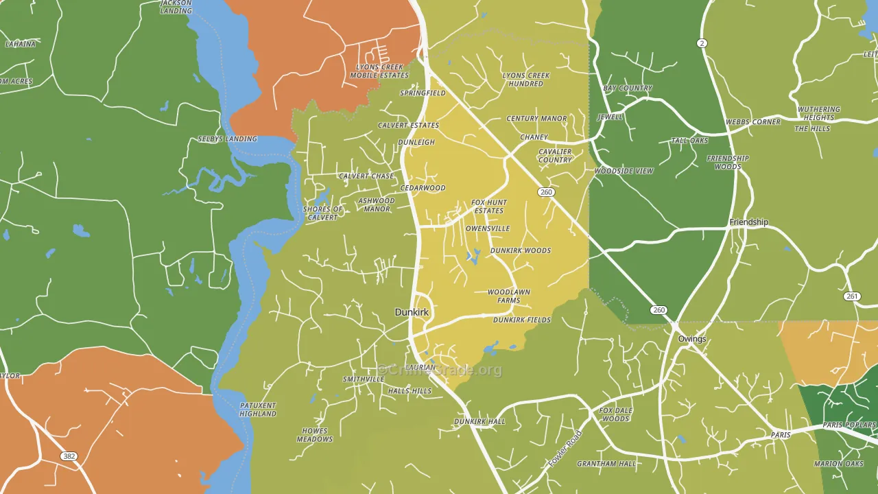 Dunkirk, MD Map of Assault Rates