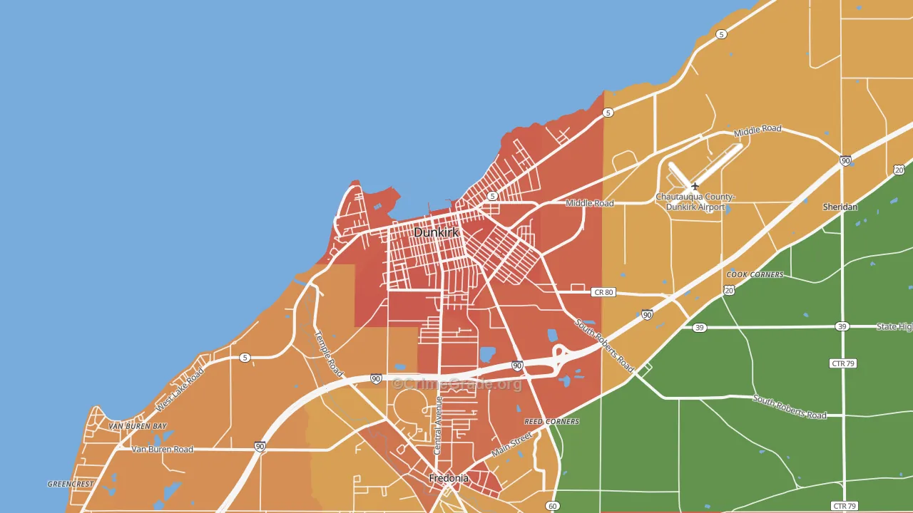 Dunkirk, NY Map of Assault Rates