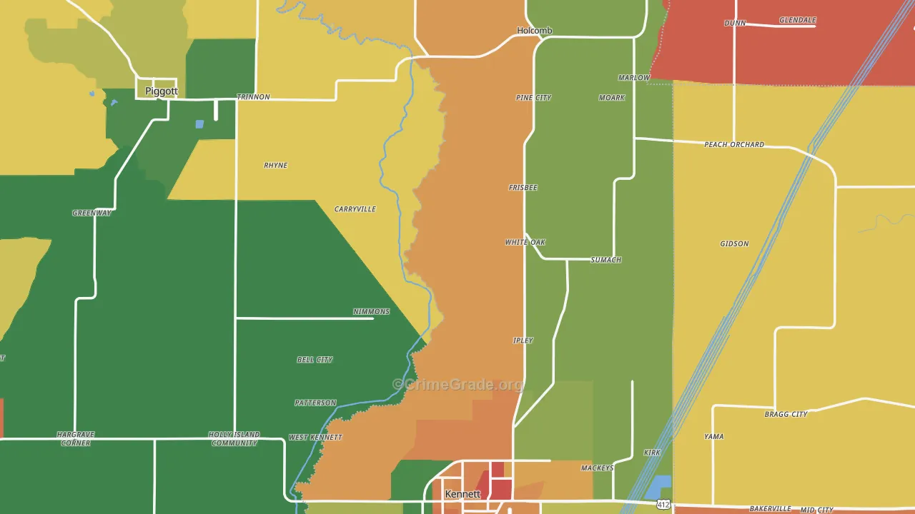 Dunklin County, MO Map of Assault Rates