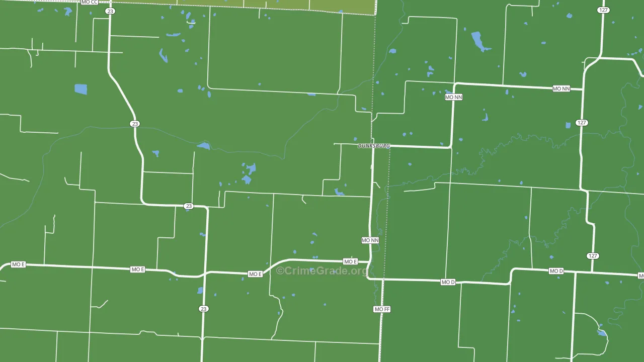 Dunksburg, MO Map of Assault Rates