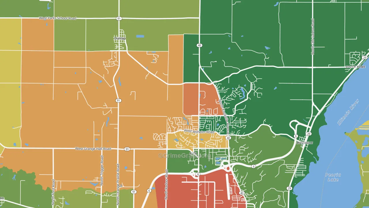 Dunlap, IL Map of Assault Rates