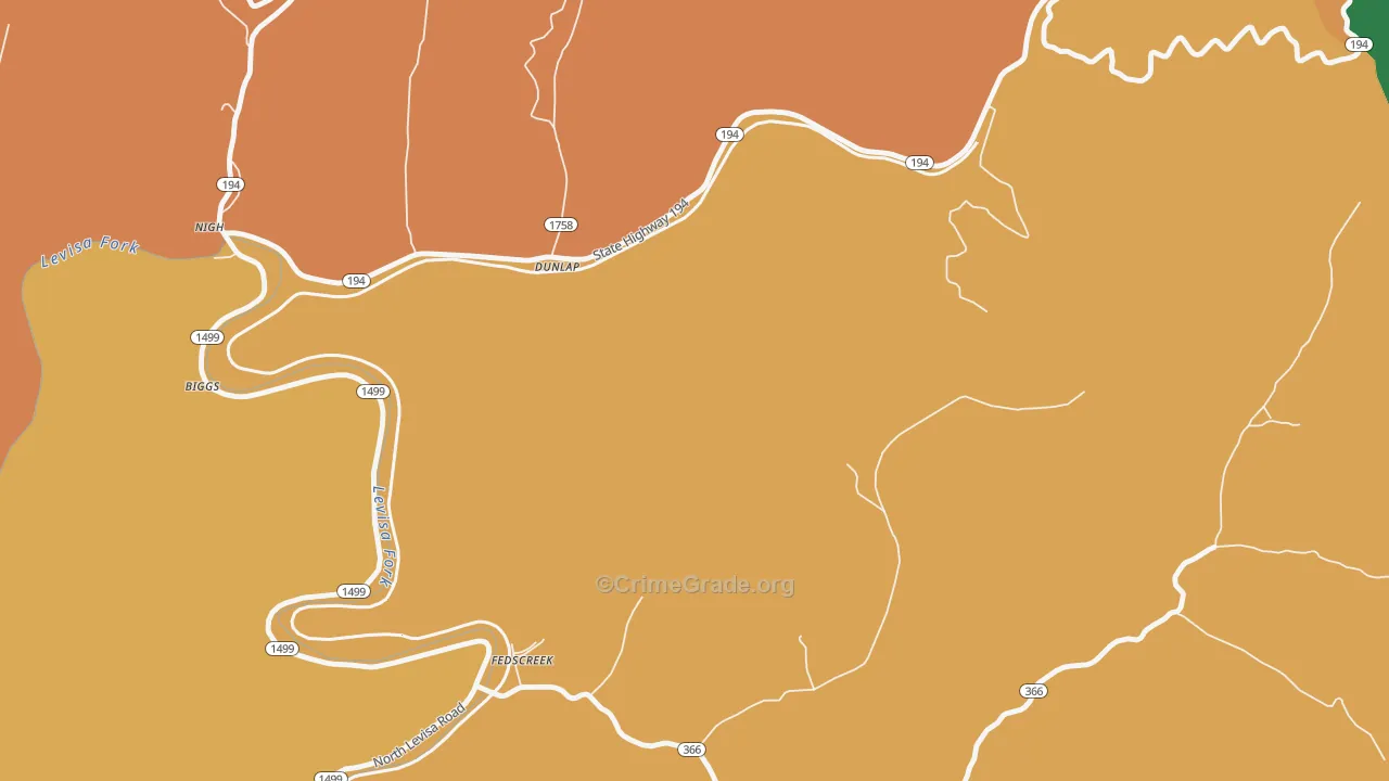 Dunlap, KY Map of Assault Rates