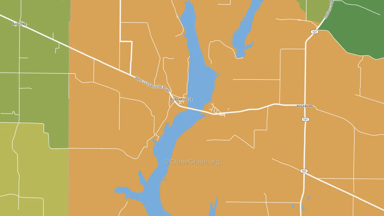 Dunlapsville, IN Map of Assault Rates