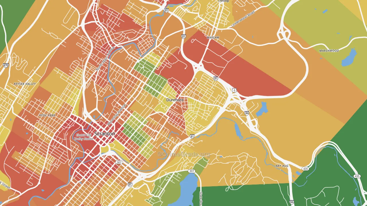 Dunmore, PA Map of Assault Rates
