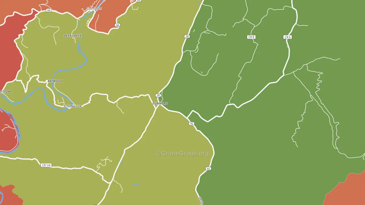 Dunmore, WV Map of Assault Rates