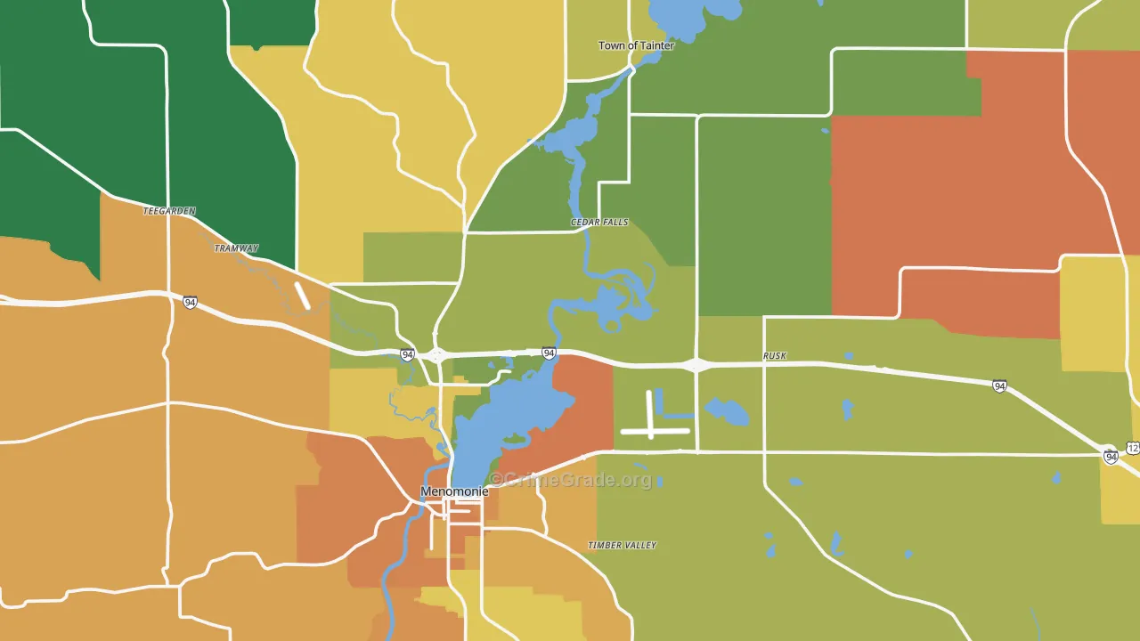 Dunn County, WI Map of Assault Rates