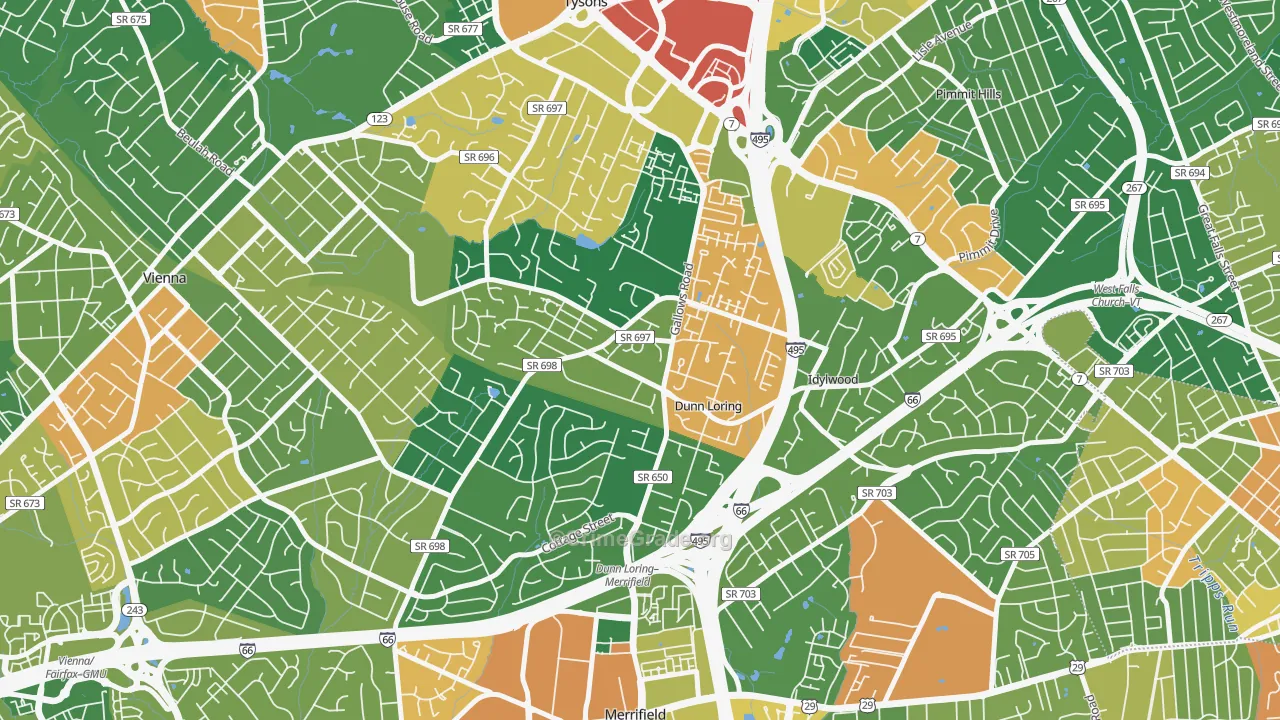 Dunn Loring, VA Map of Assault Rates