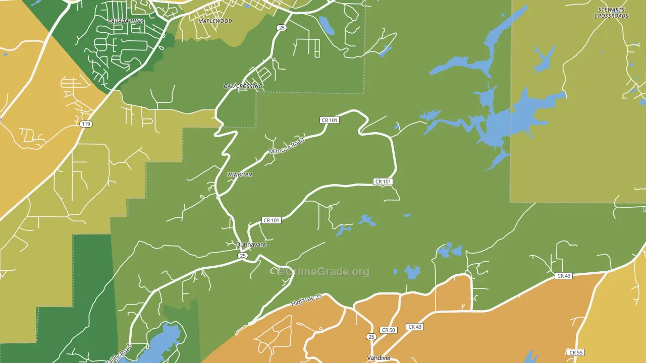Dunnavant, AL Map of Assault Rates