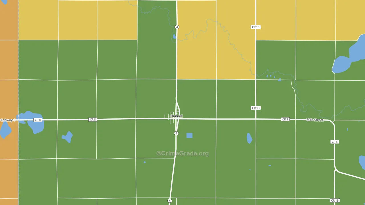 Dunnell, MN Map of Assault Rates