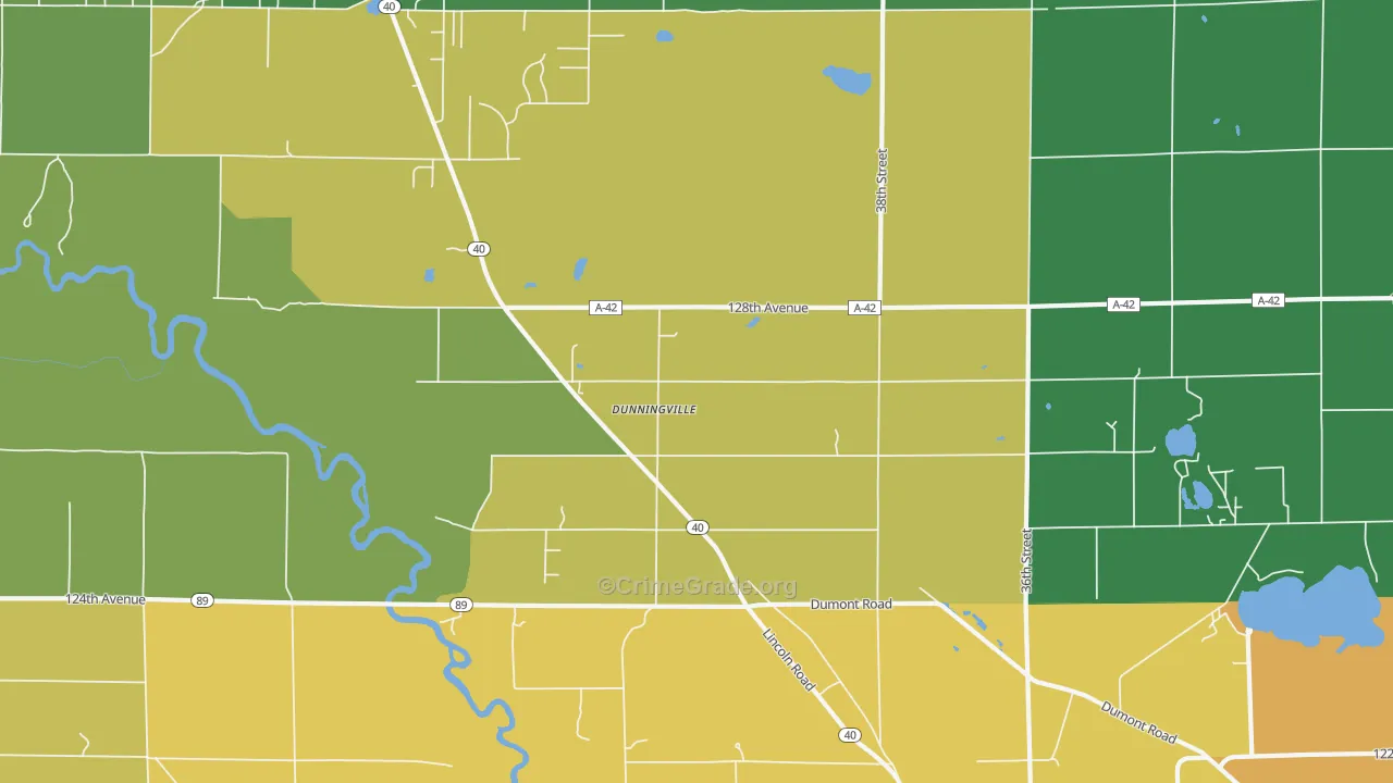 Dunningville, MI Map of Assault Rates