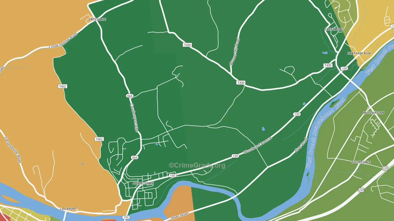Dunnstown, PA Map of Assault Rates