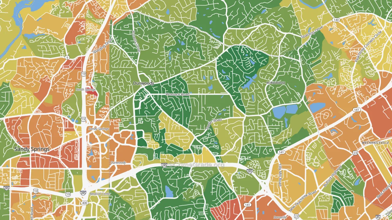 Dunwoody, GA Map of Assault Rates