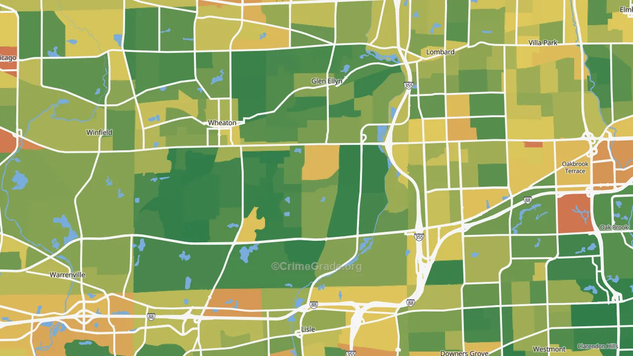 DuPage County, IL Map of Assault Rates