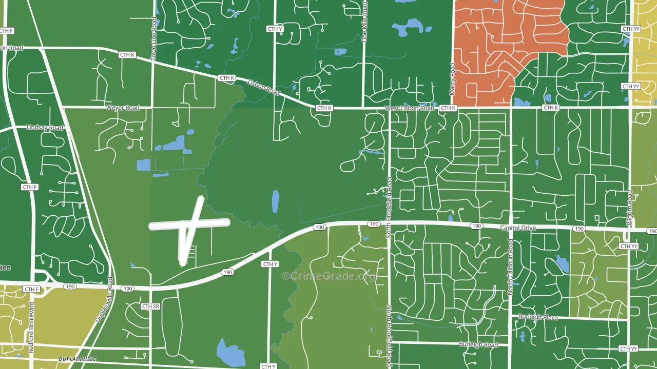 Duplainville, WI Map of Assault Rates