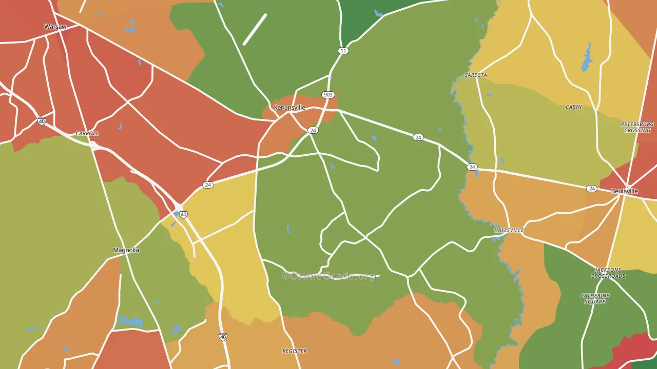 Duplin County, NC Map of Assault Rates