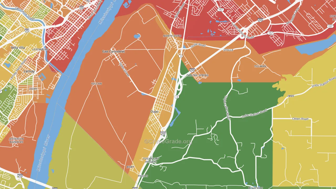 Dupo, IL Map of Assault Rates