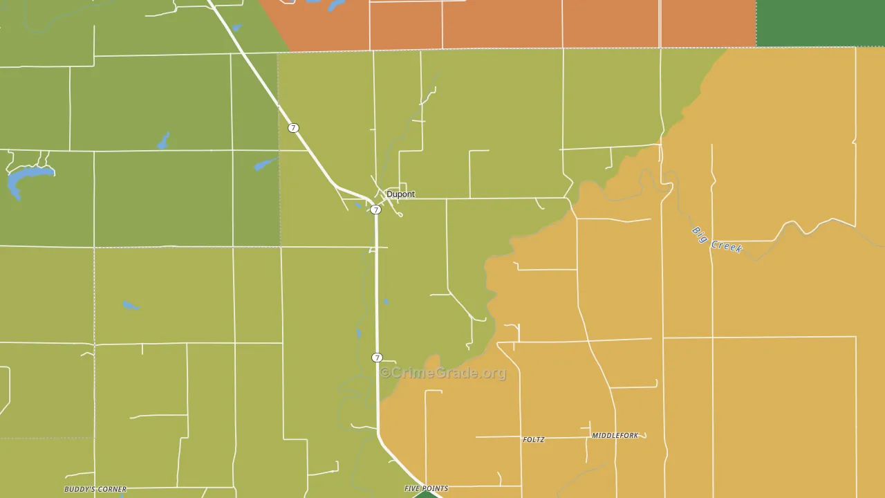 Dupont, IN Map of Assault Rates