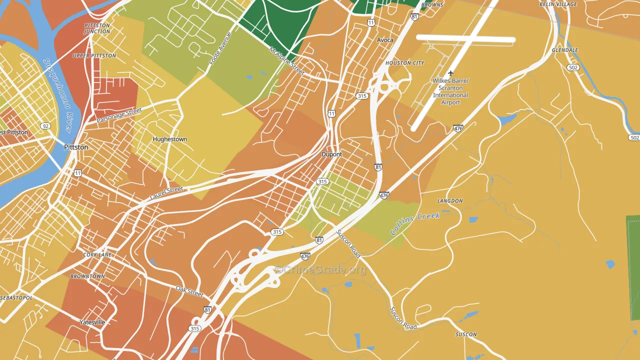 Dupont, PA Map of Assault Rates