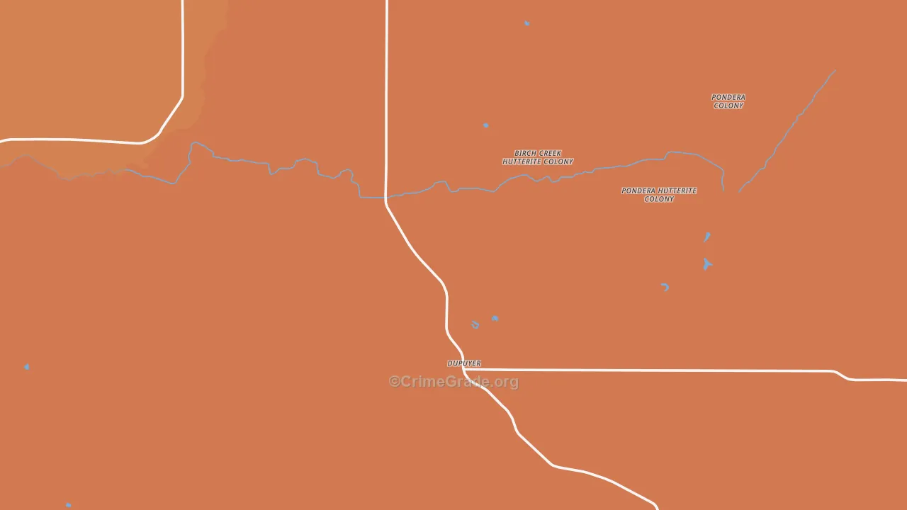 Dupuyer, MT Map of Assault Rates