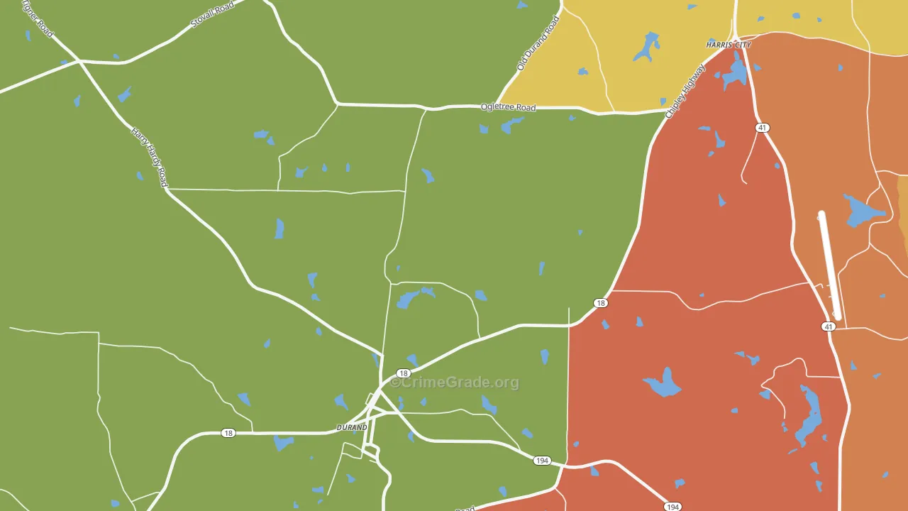 Durand, GA Map of Assault Rates