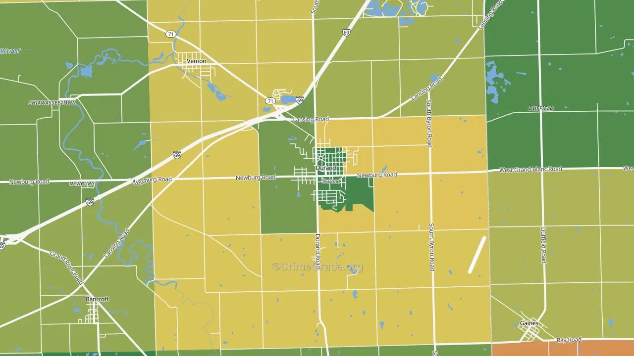 Durand, MI Map of Assault Rates